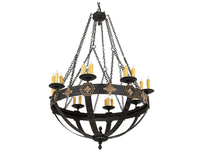Meyda 24-Light Neapolis Candelabra Chandelier in Black Gold with Faux Candles