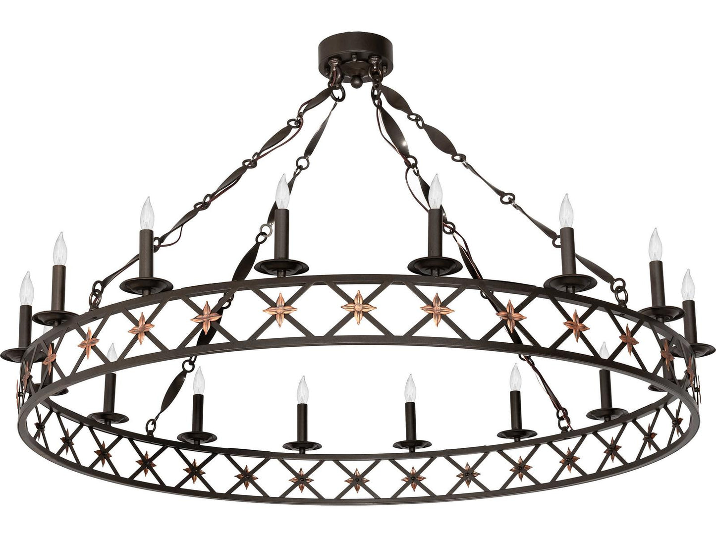 Meyda Kingsbridge 16-Light Candelabra Chandelier in Bronze with Gold Accents