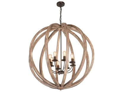 Meyda Woodward 8-Light Chandelier in Bronze and Oak Barrel Stave