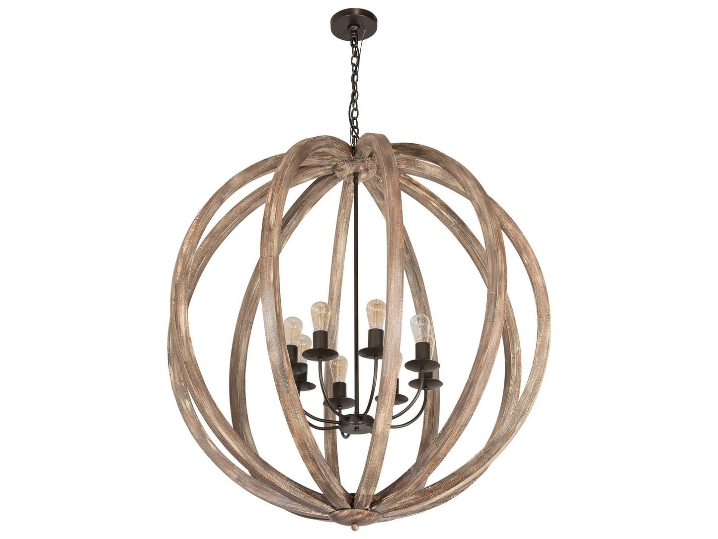 Meyda Woodward 8-Light Chandelier in Bronze and Oak Barrel Stave