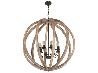 Meyda Woodward 8-Light Chandelier in Bronze and Oak Barrel Stave
