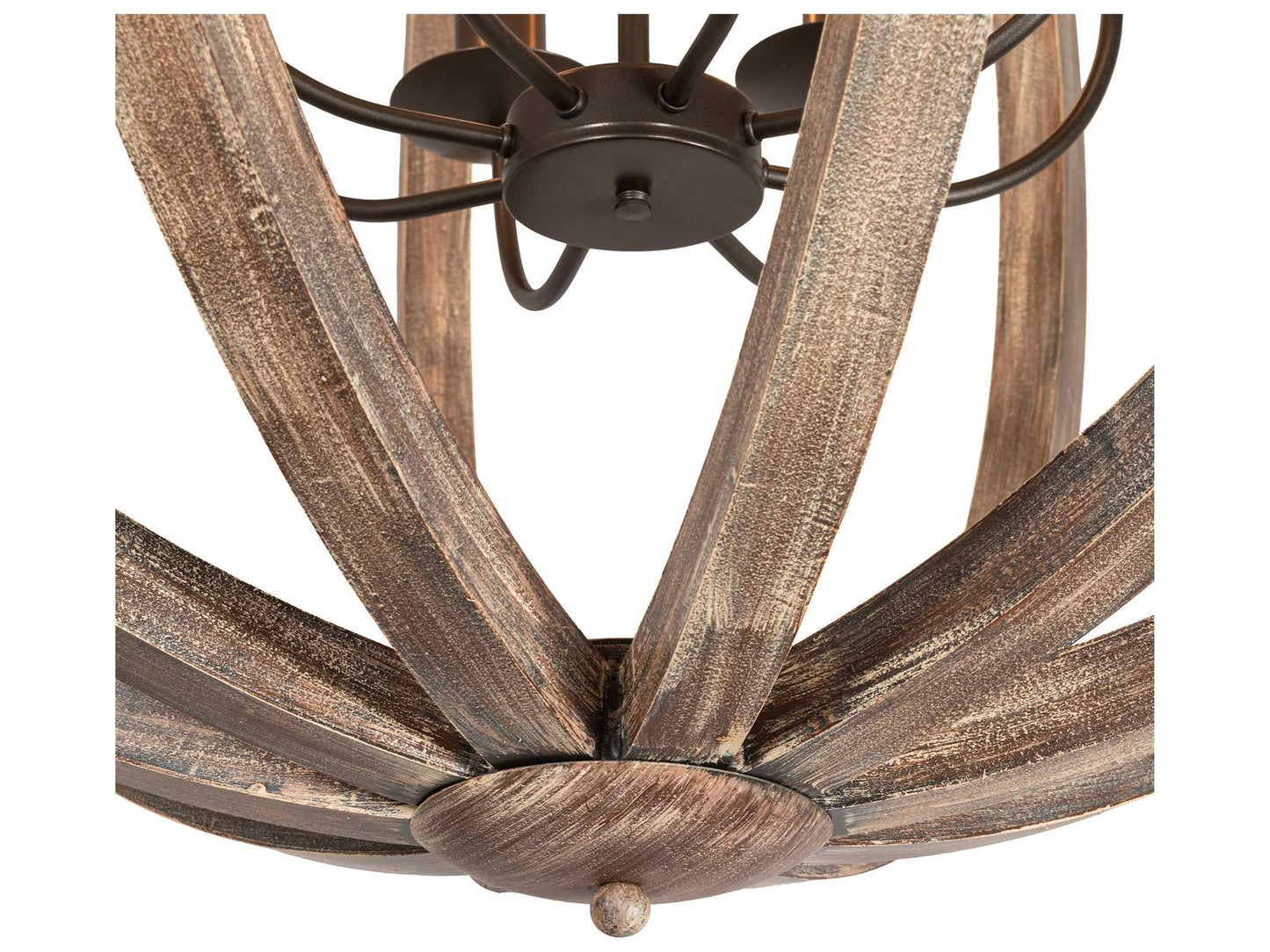 Meyda Woodward 8-Light Chandelier in Bronze and Oak Barrel Stave