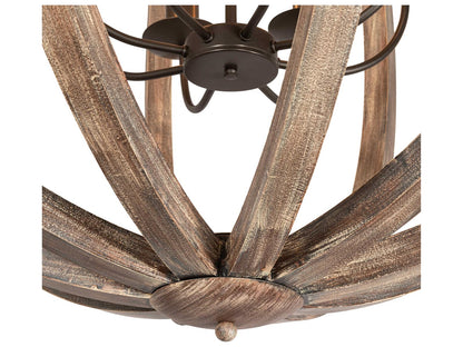 Meyda Woodward 8-Light Chandelier in Bronze and Oak Barrel Stave