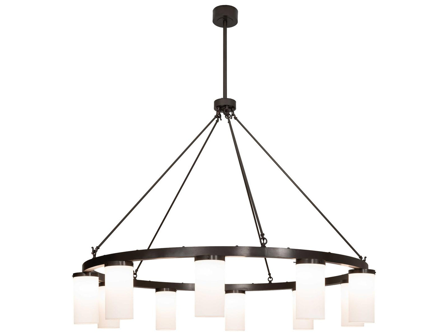 Meyda 10-Light Loxley Chandelier in Bronze with White Idalight Cylinders