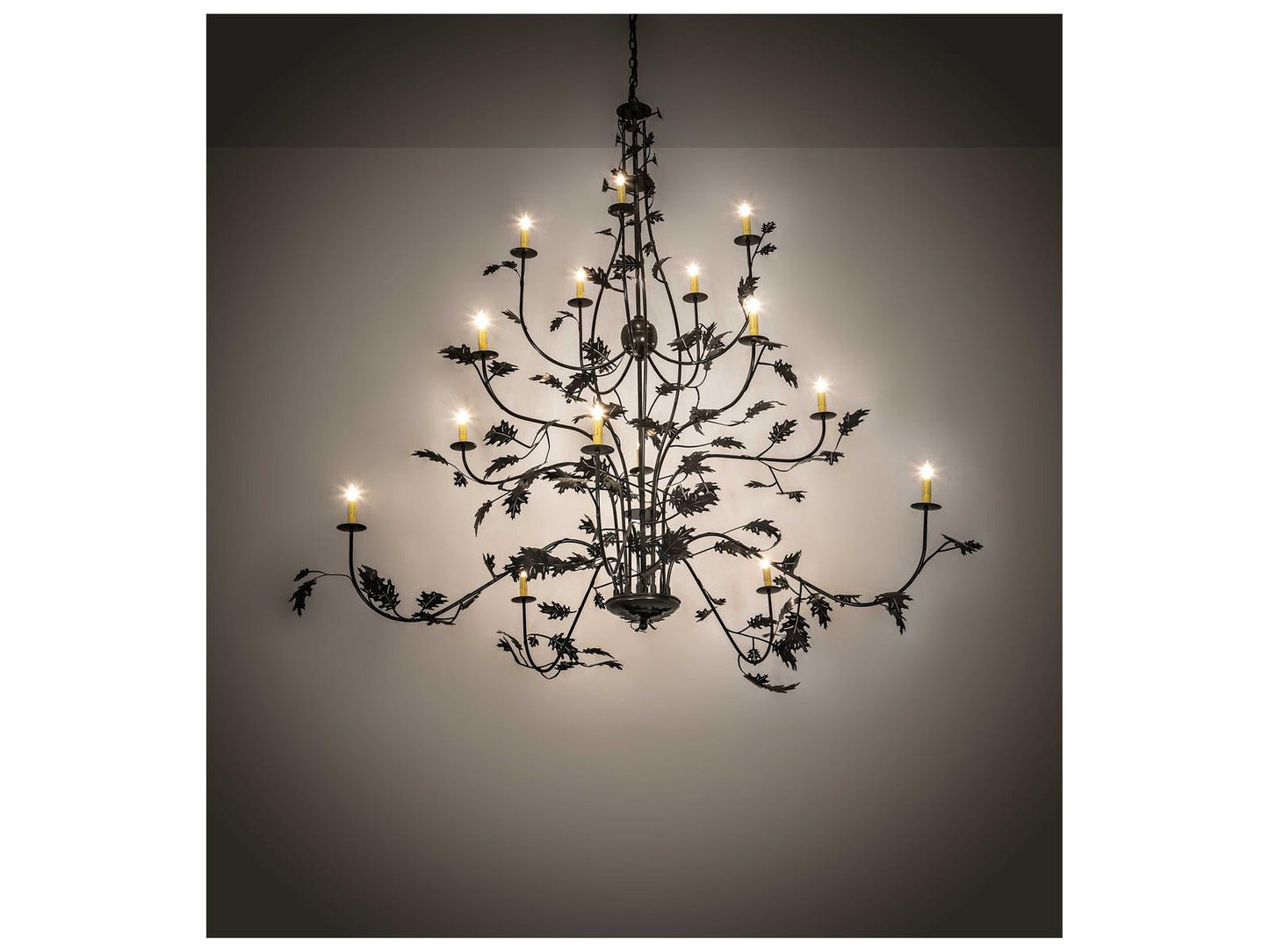 Meyda Oak Leaf 15-Light Candelabra Chandelier in Timeless Bronze