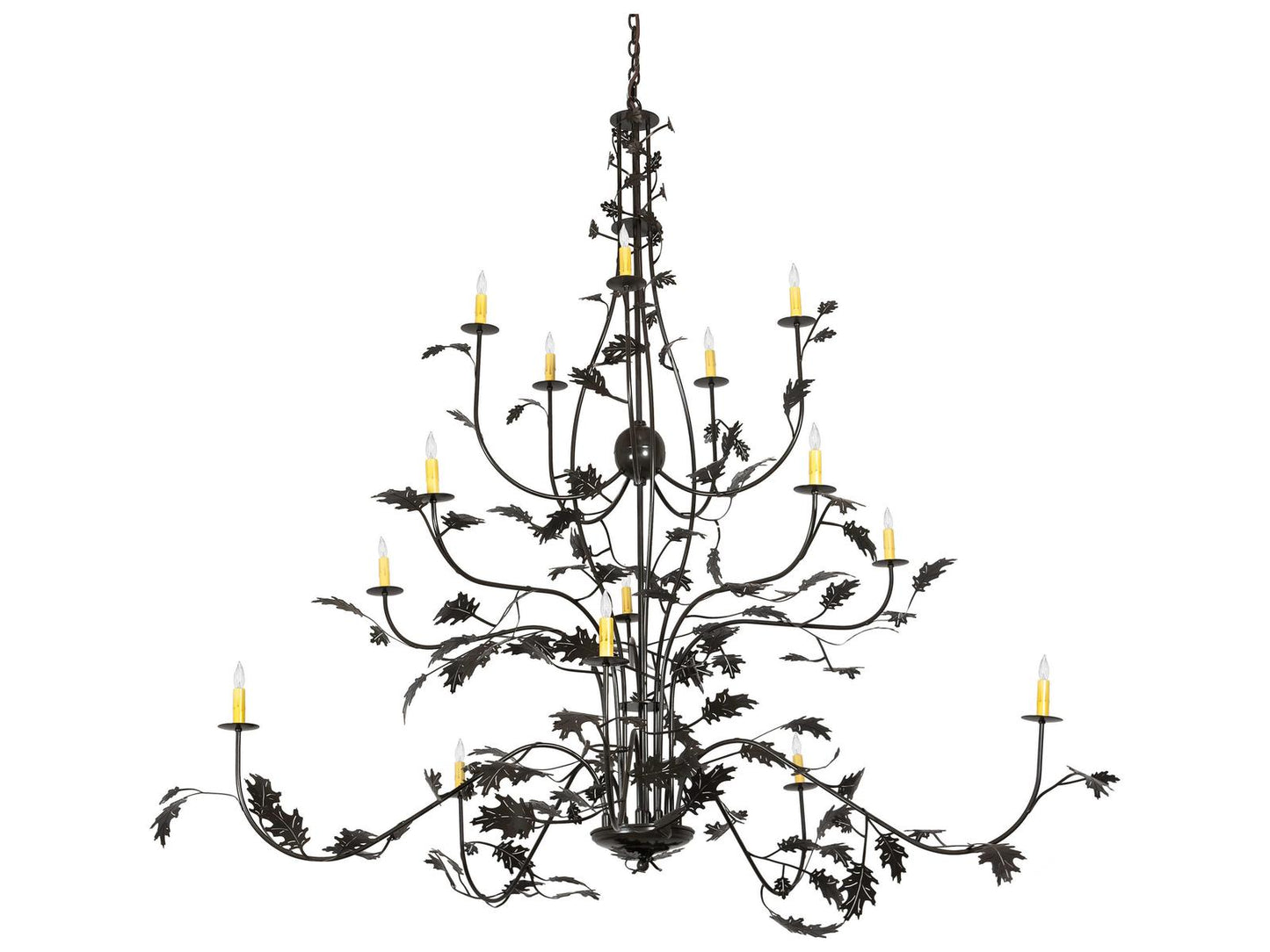 Meyda Oak Leaf 15-Light Candelabra Chandelier in Timeless Bronze