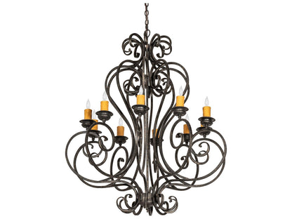 Meyda Fernando 10-Light Chandelier with Hand-Forged Scrollwork in Golden Bronze