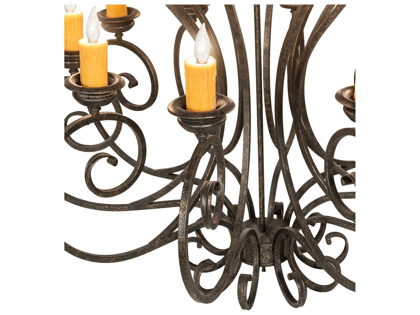 Meyda Fernando 10-Light Chandelier with Hand-Forged Scrollwork in Golden Bronze