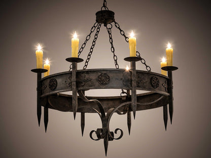 Meyda Calandra 8-Light Candelabra Chandelier in Coffee Bean with Chocolate Ivory Faux Candlelights