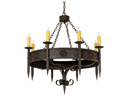 Meyda Calandra 8-Light Candelabra Chandelier in Coffee Bean with Chocolate Ivory Faux Candlelights