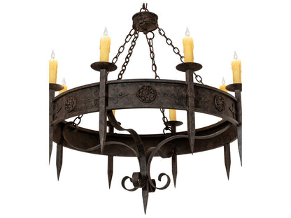 Meyda Calandra 8-Light Candelabra Chandelier in Coffee Bean with Chocolate Ivory Faux Candlelights