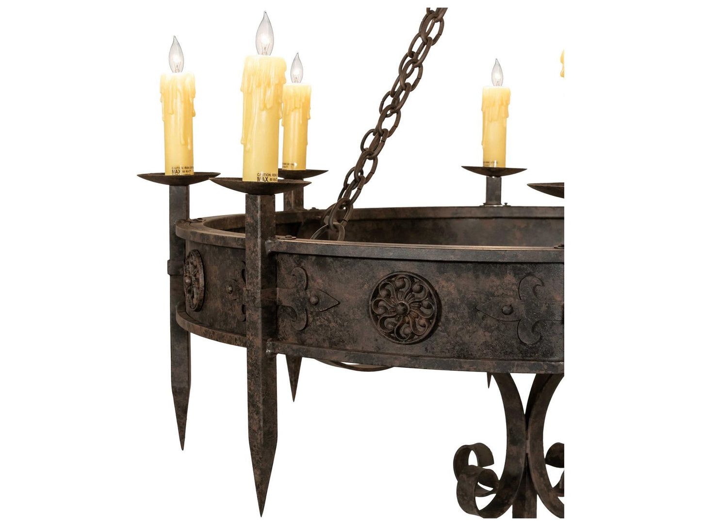 Meyda Calandra 8-Light Candelabra Chandelier in Coffee Bean with Chocolate Ivory Faux Candlelights