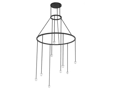 Meyda Cartier 9-Light Black Silver Mica Cylinder Chandelier
