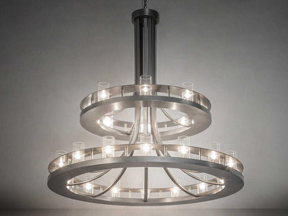 Meyda Arion 24-Light Nickel Clear Seeded Glass Tiered Chandelier