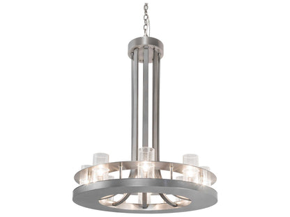 Meyda Arion 8-Light Contemporary Chandelier in Nickel with Clear Glass