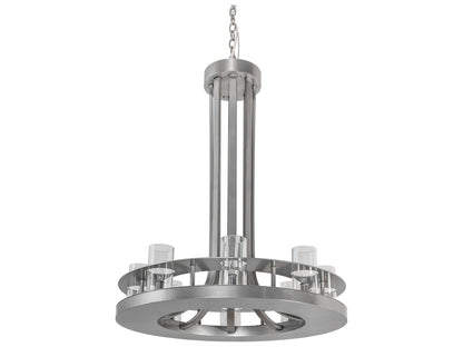 Meyda Arion 8-Light Contemporary Chandelier in Nickel with Clear Glass