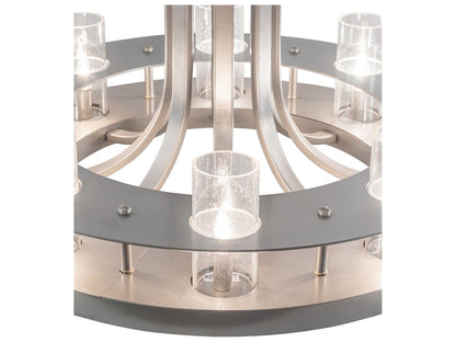 Meyda Arion 8-Light Contemporary Chandelier in Nickel with Clear Glass