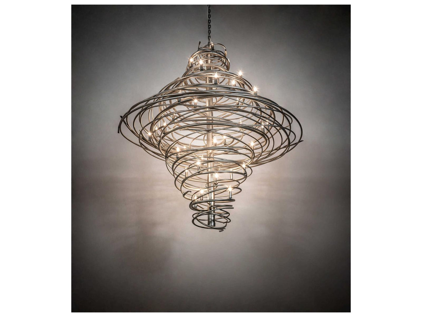 Meyda Cyclone 36-Light Steel Silver Candelabra Tiered Chandelier