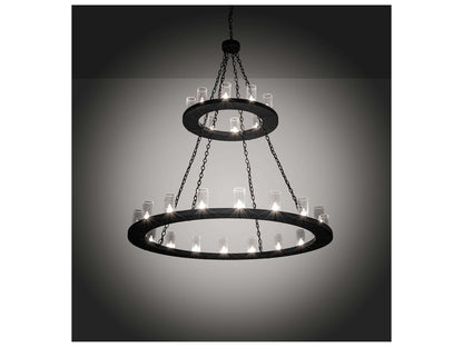 Meyda Loxley 28-Light Black Clear Seedy Glass Cylinder Round Chandelier