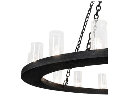 Meyda Loxley 28-Light Black Clear Seedy Glass Cylinder Round Chandelier