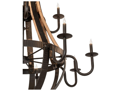 Meyda Barrel Stave 12-Light Natural Wood Tiered Chandelier in Oil Rubbed Bronze