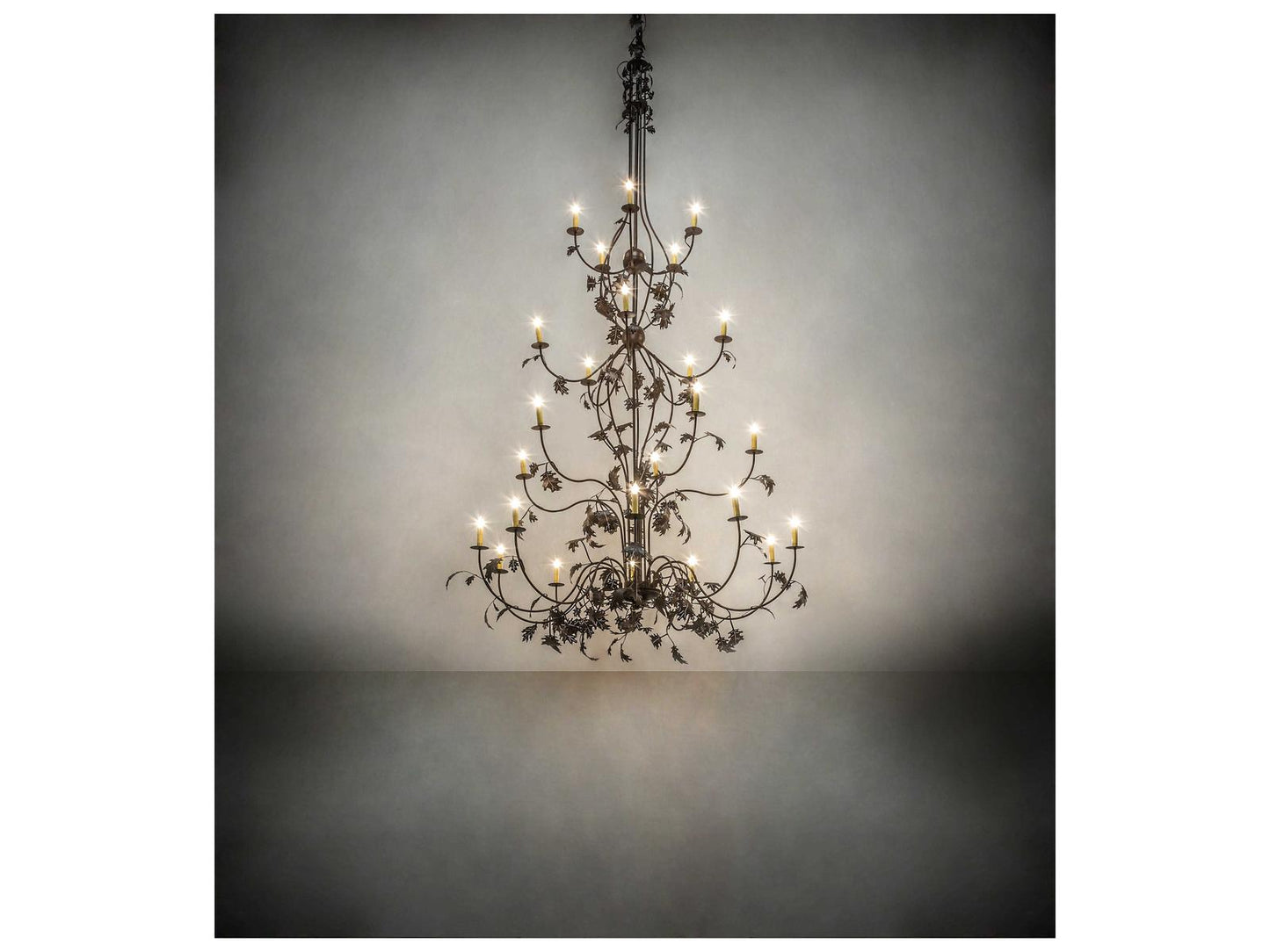 Meyda Oak Leaf 25-Light Brown Candelabra Chandelier