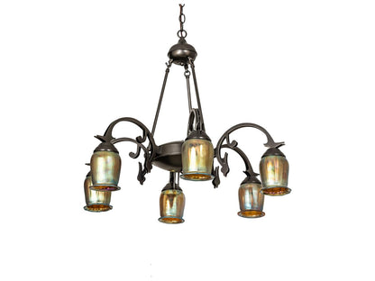 Meyda Revival 6-Light Oil Rubbed Bronze Chandelier with Gold Glass Bells