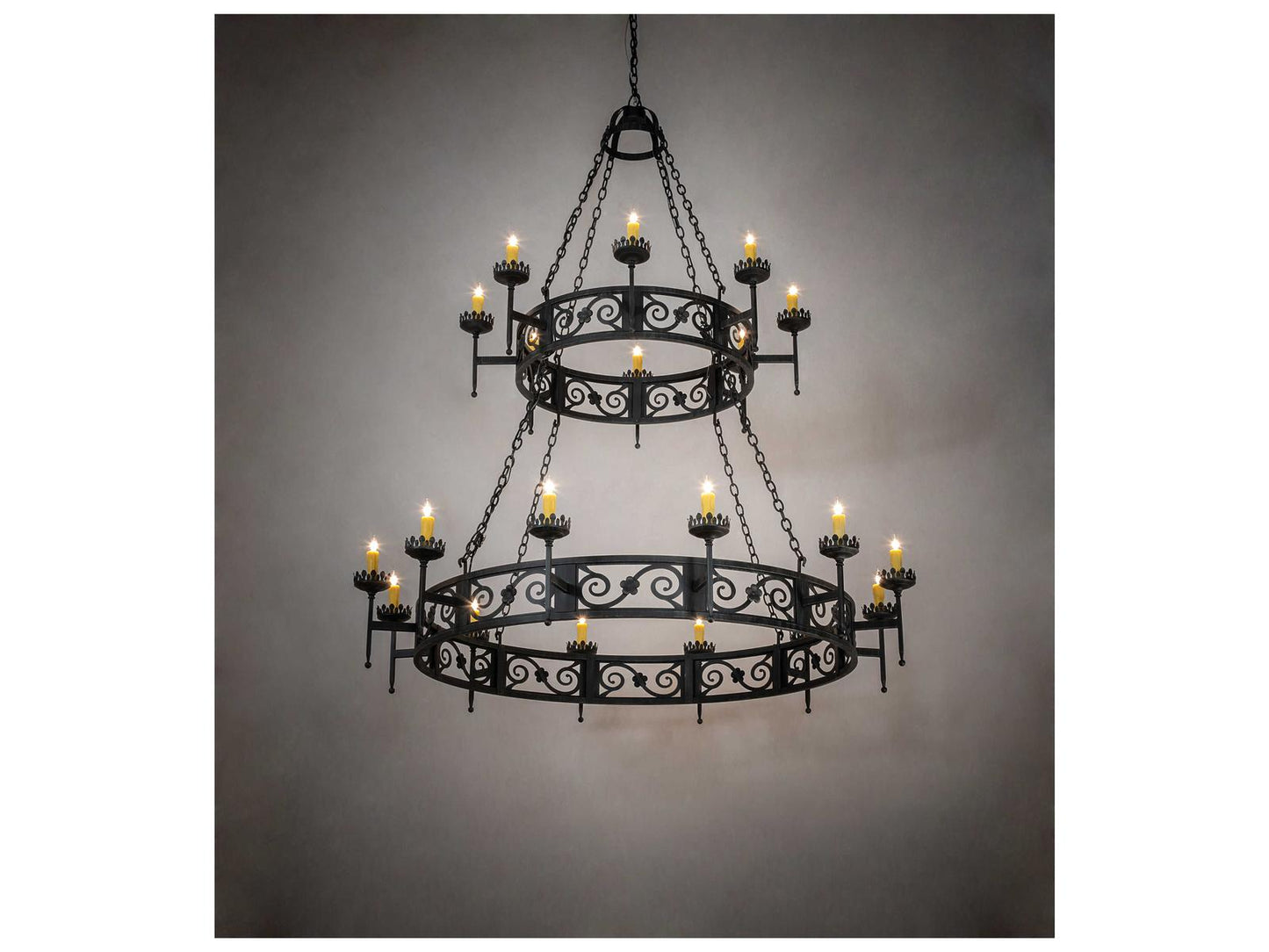 Meyda Majella 20-Light Candelabra Round Chandelier in Antique Iron Gate