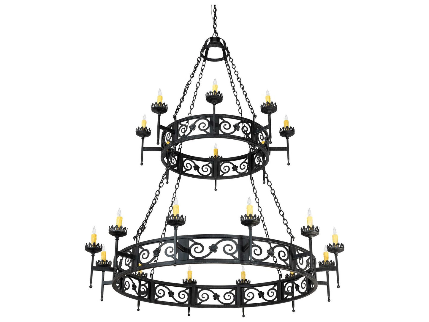 Meyda Majella 20-Light Candelabra Round Chandelier in Antique Iron Gate