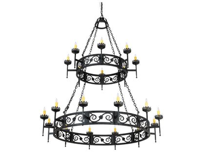 Meyda Majella 20-Light Candelabra Round Chandelier in Antique Iron Gate