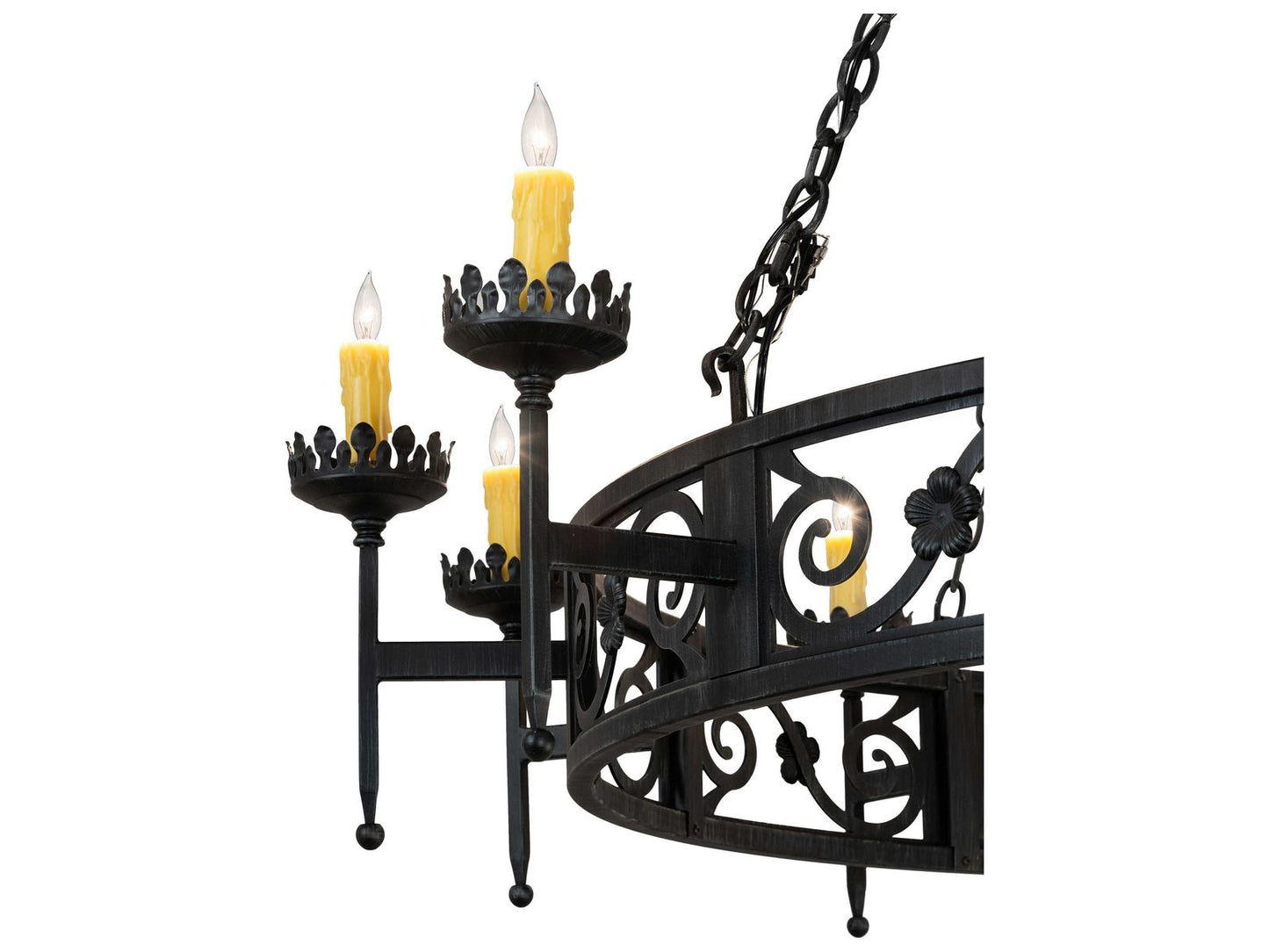 Meyda Majella 20-Light Candelabra Round Chandelier in Antique Iron Gate