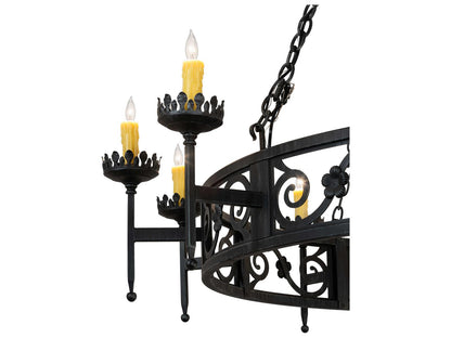 Meyda Majella 20-Light Candelabra Round Chandelier in Antique Iron Gate