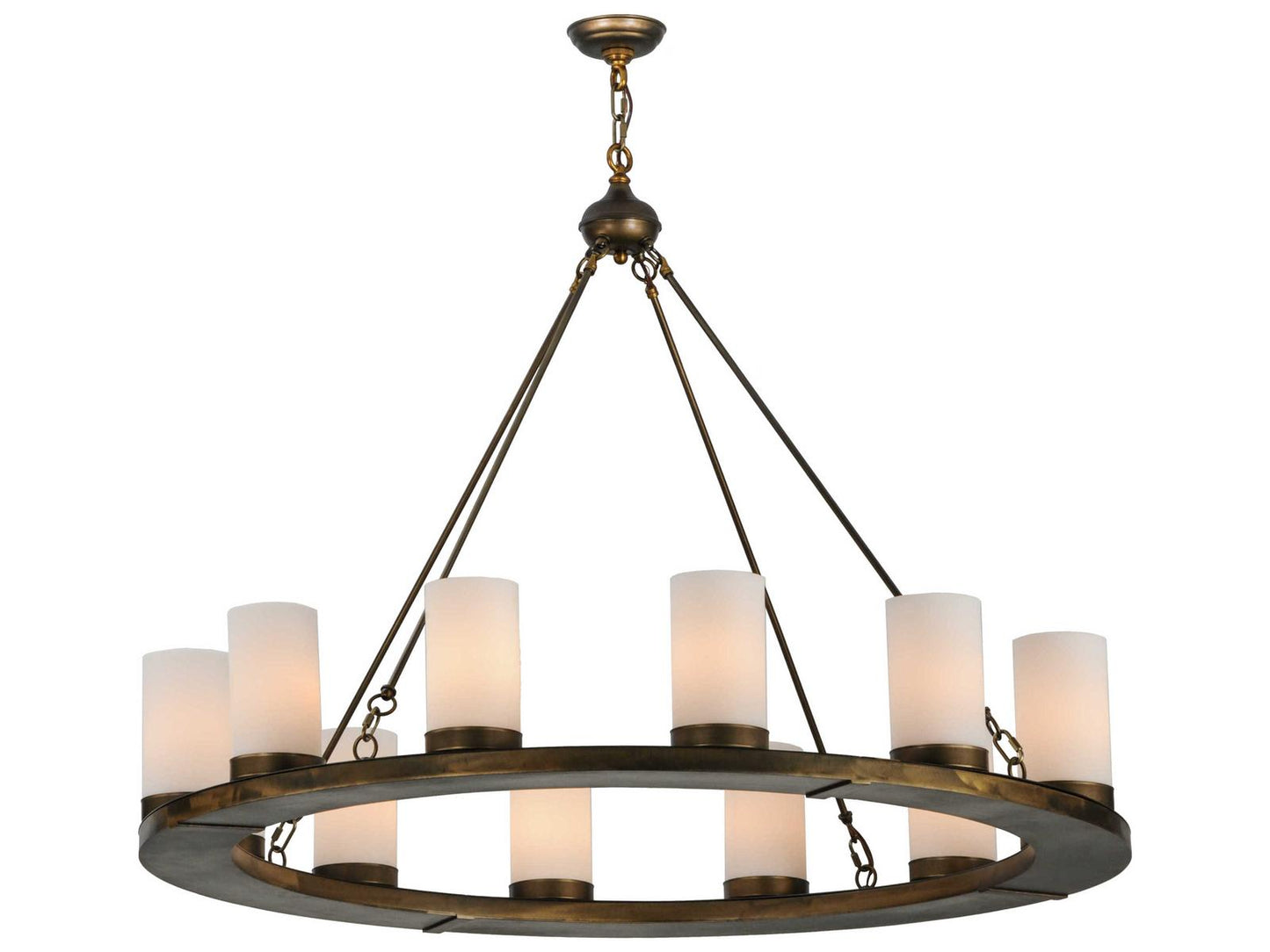 Meyda 12-Light Loxley Chandelier in Antique Copper and White