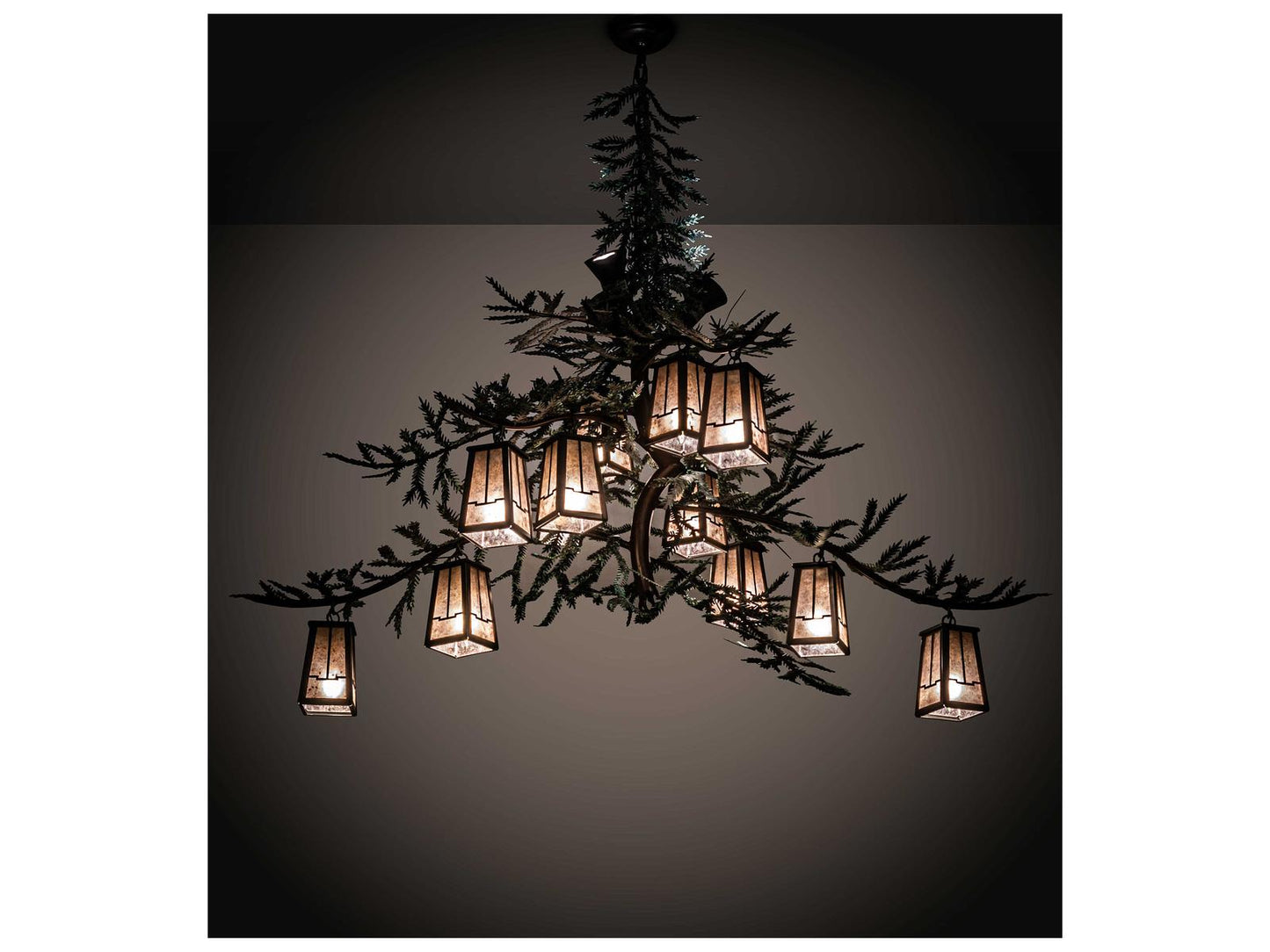 Meyda Pine Branch Valley View 12 3-Light Bronze Lantern Chandelier