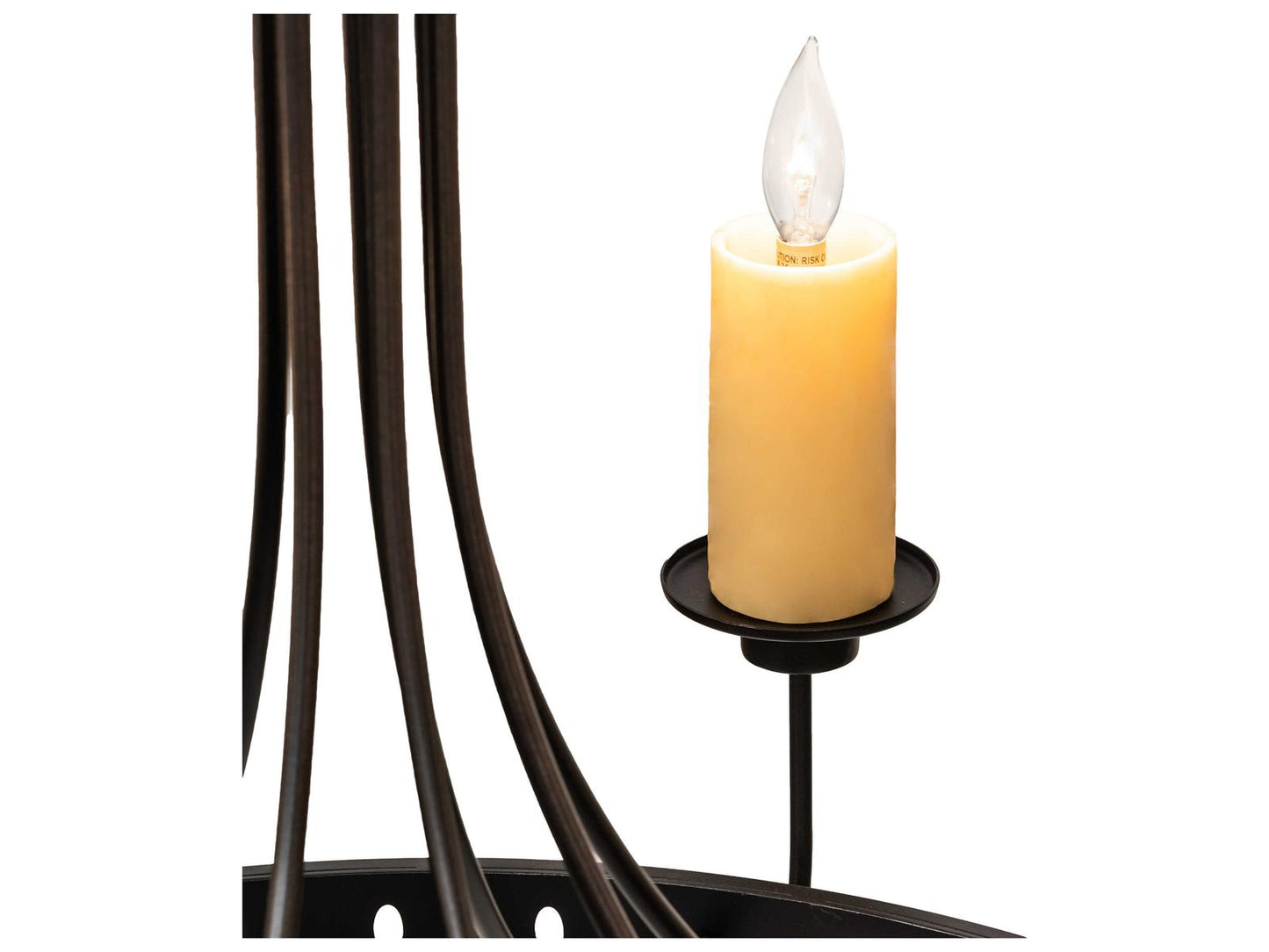 Meyda Bottini 8-Light Candelabra Chandelier in Textured Black with Ivory Faux Candlelights