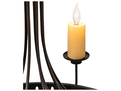 Meyda Bottini 8-Light Candelabra Chandelier in Textured Black with Ivory Faux Candlelights