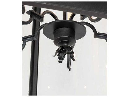 Meyda Lattimer 5-Light Black Ivory Clear Glass Lantern Chandelier