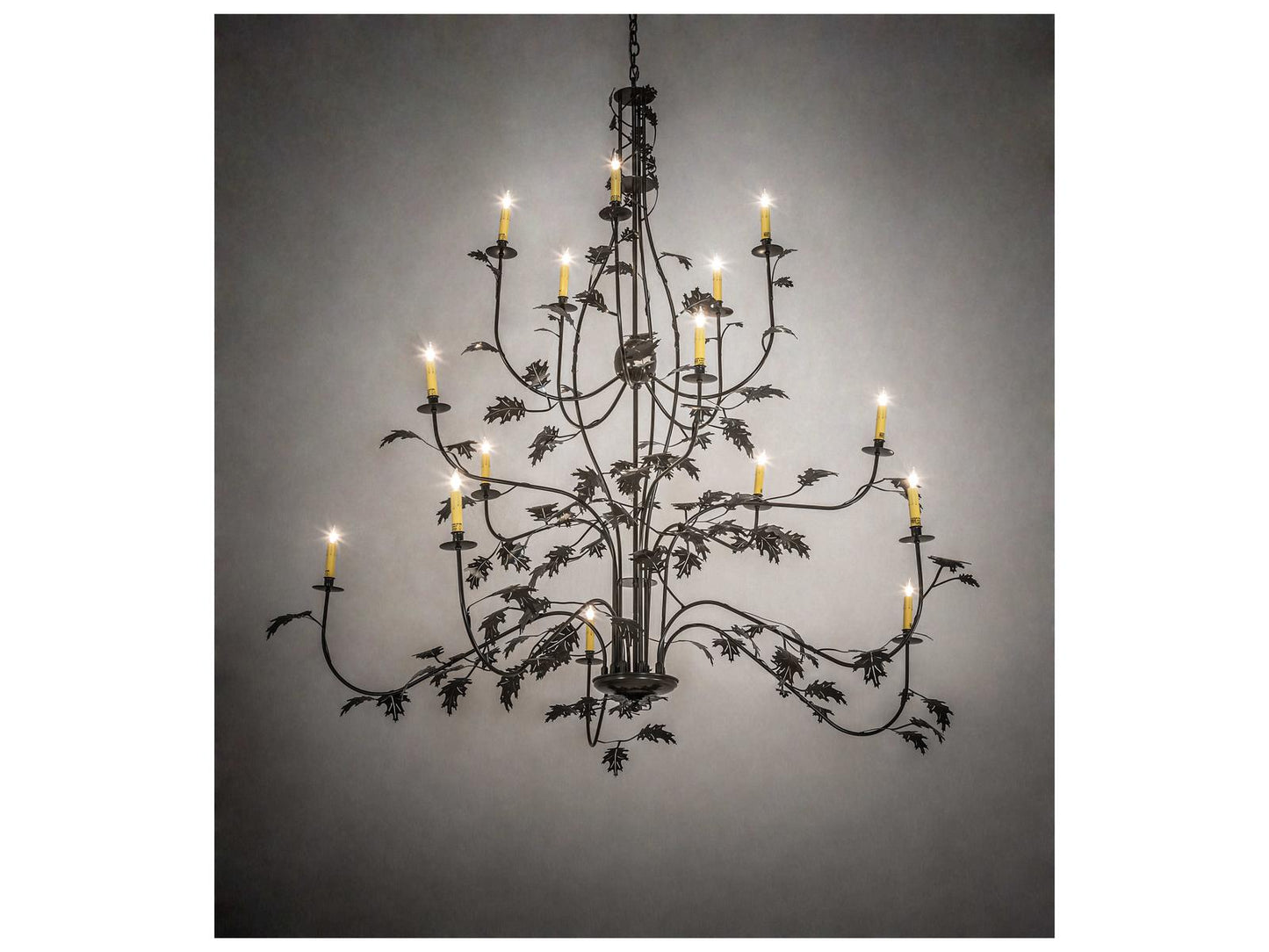 Meyda Oak Leaf 15-Light Timeless Bronze Tiered Chandelier