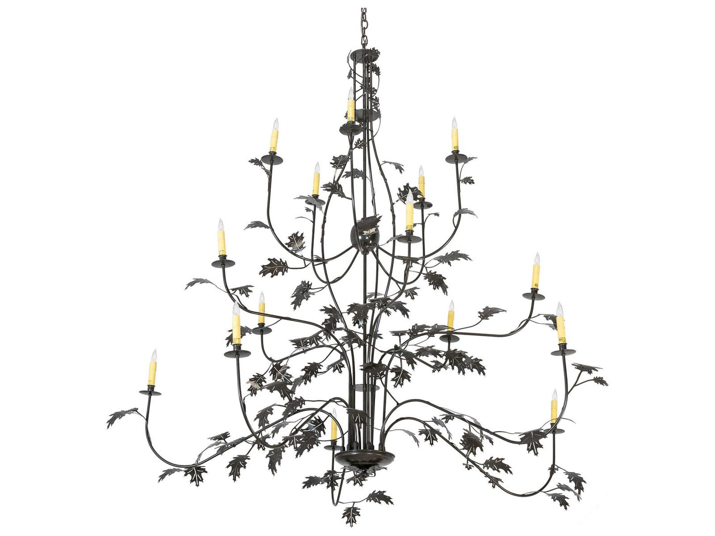 Meyda Oak Leaf 15-Light Timeless Bronze Tiered Chandelier