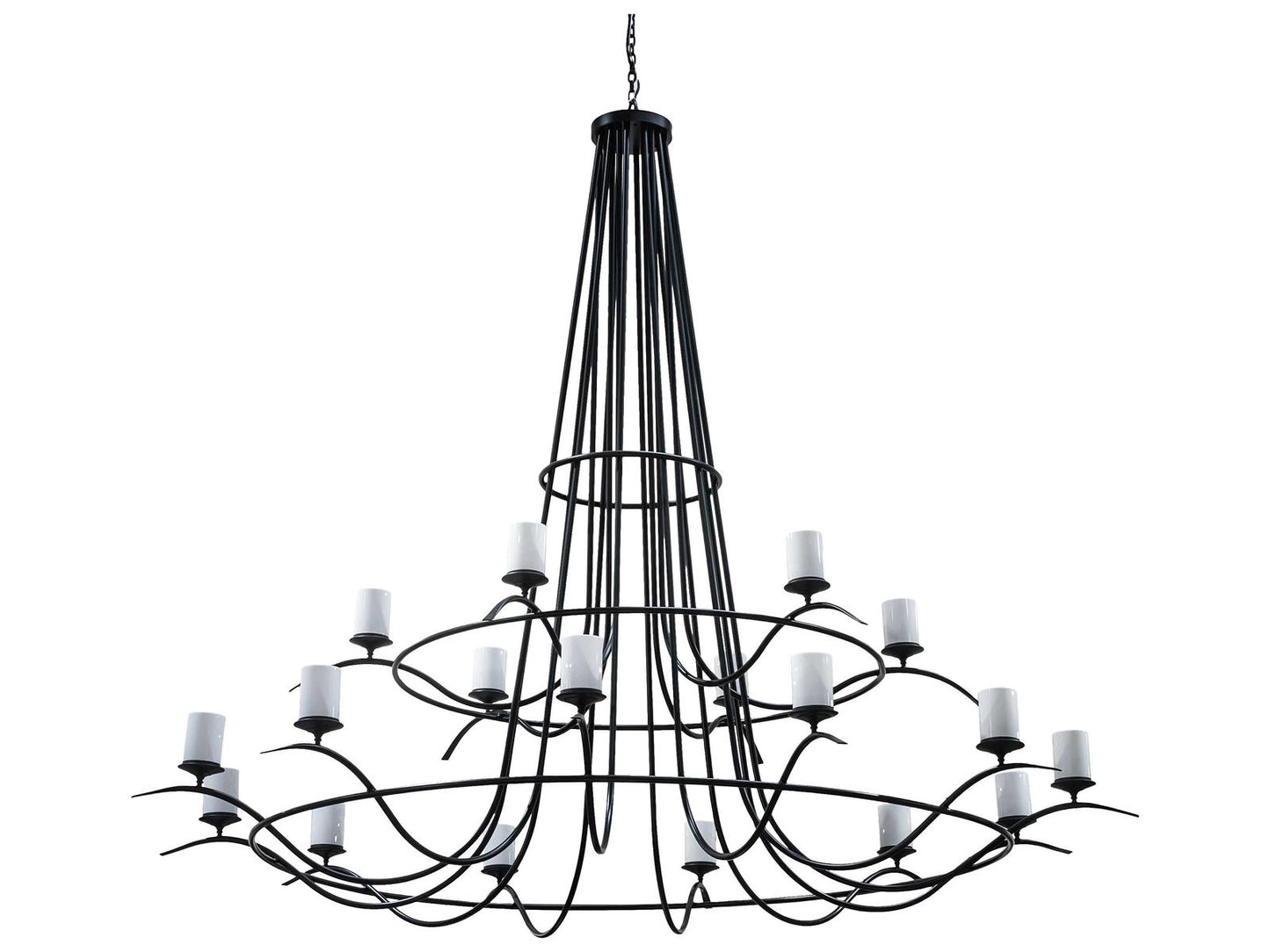 Meyda Octavia 18-Light Tiered Chandelier in Solar Black with Statuario Idalight