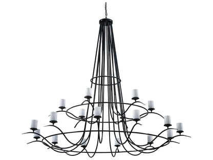 Meyda Octavia 18-Light Tiered Chandelier in Solar Black with Statuario Idalight