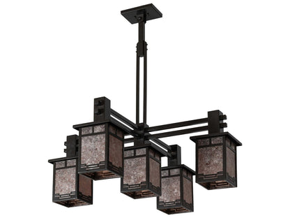 Meyda Roylance 5-Light Geometric Lantern Chandelier in Antique Copper and Timeless Bronze
