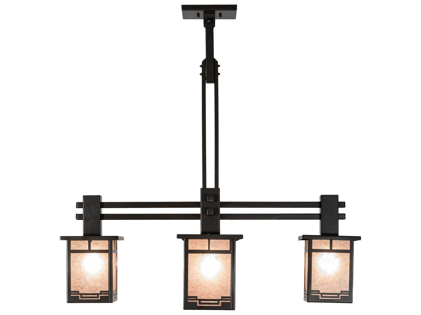 Meyda Roylance 5-Light Geometric Lantern Chandelier in Antique Copper and Timeless Bronze
