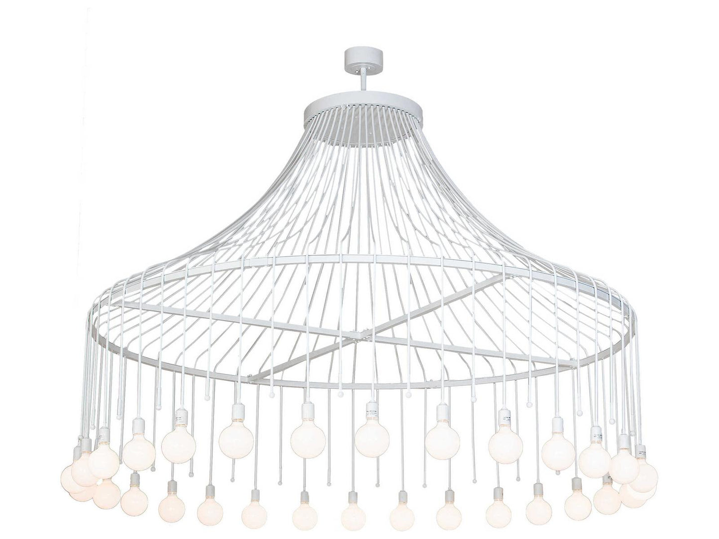 Meyda Alva 30-Light Chandelier in Gloss White with Edison-Style Bulbs