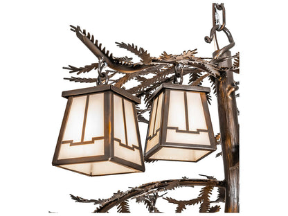 Meyda Pine Branch 12-Light Vintage Copper Linear Chandelier with White Opal Glass