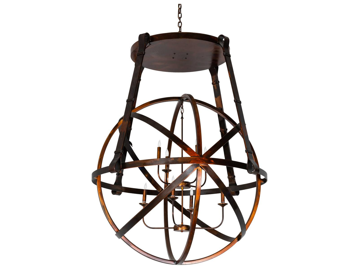 Meyda Gimbal 8-Light Vintage Copper LED Candelabra Chandelier