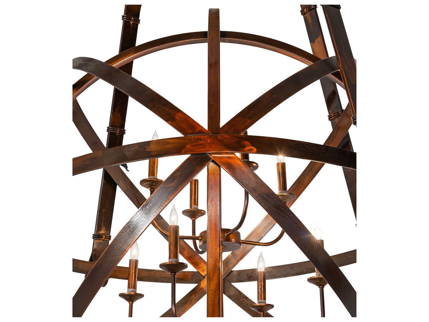 Meyda Gimbal 8-Light Vintage Copper LED Candelabra Chandelier