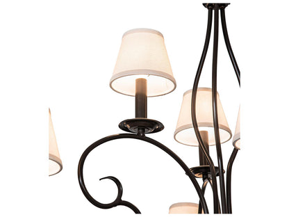 Meyda Grace 10-Light Timeless Bronze Candelabra Empire Chandelier with White Linen Shades