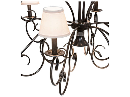 Meyda Grace 10-Light Timeless Bronze Candelabra Empire Chandelier with White Linen Shades