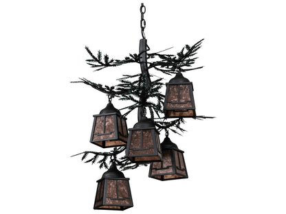 Meyda Pine Branch Valley View 5-Light Lantern Chandelier in Gunmetal Gray